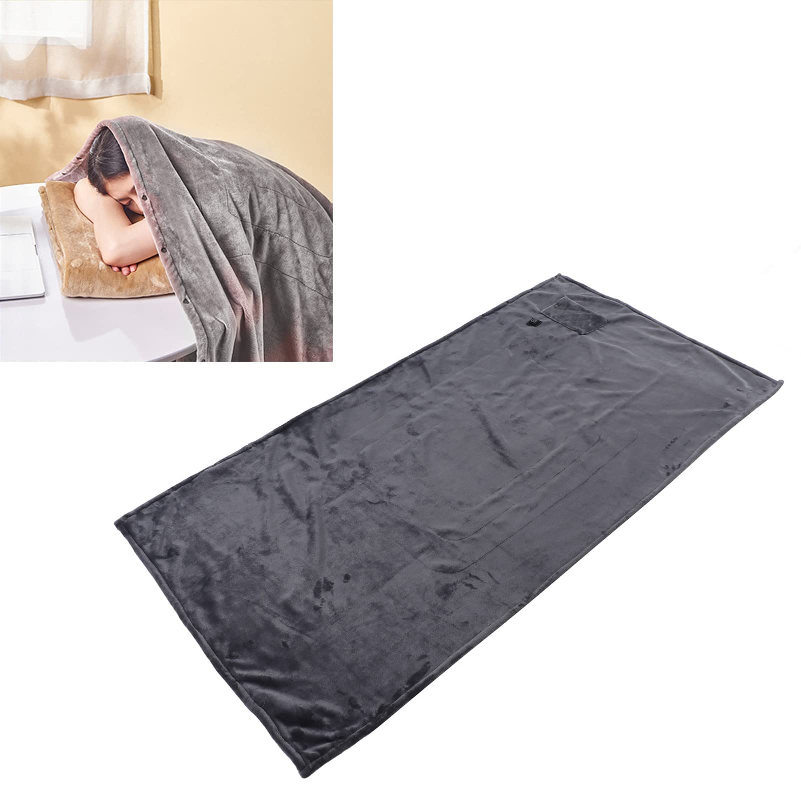 Elektryczny podgrzewany koc, mały, 5 V, szybkie nagrzewanie, pogrubiony, flanelowy, USB (szary)