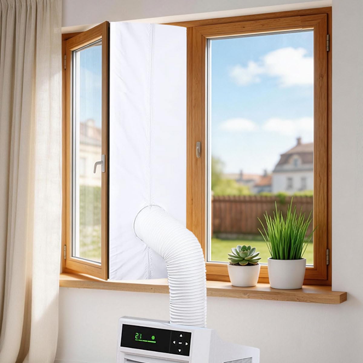 Yatco White 400Cm/158Inch Ac Window Seal, Portable Universal Window Seal Kit For Mobile Air Conditioner Unit & Tumble Dryer, Hot Air Stop Air Exchange Guards With Zip, Easy To Install