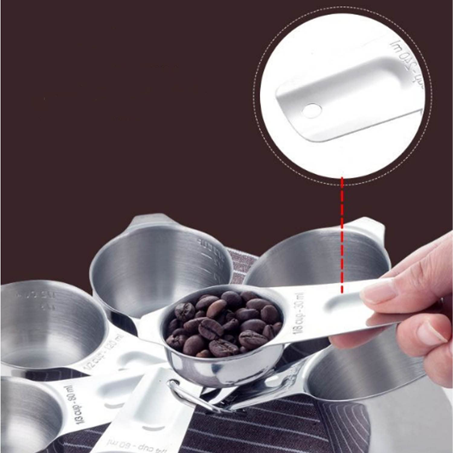Lot de 13 Tasses et Cuillères à Mesurer en Acier Inoxydable 304 (18/8) Empilables Ustensiles de Cuisine Cuillère à Thé Carrée Robuste pour Séchage Humide