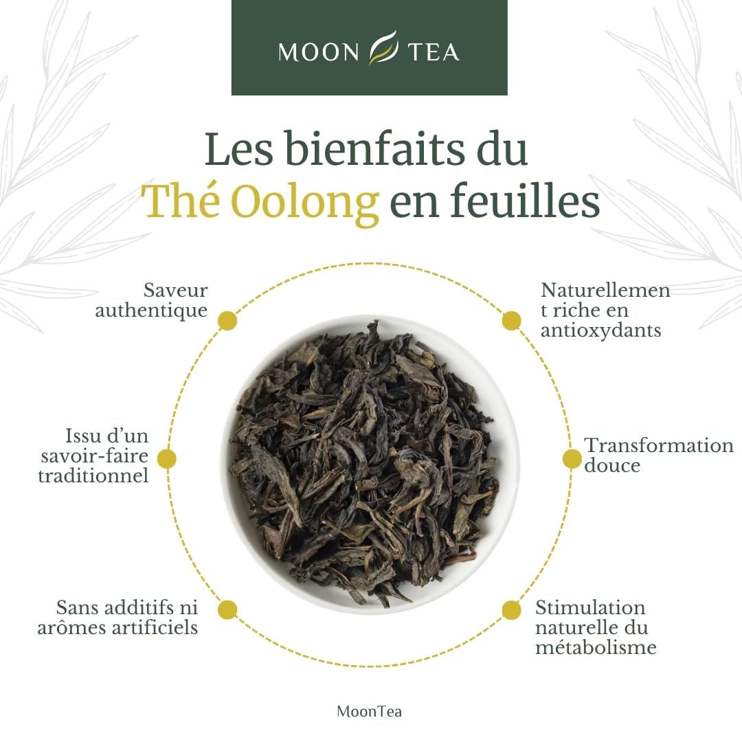 MoonTea | Thé Oolong Da Hong Pao - 50 g | Thé Chinois en Feuilles | Semi-Oxydation - Torréfaction Traditionnelle - Notes d’Orchidée et Minérales - Emballage Thermoscellé
