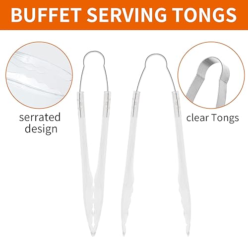 Miniatura 4 de Juego de 12 cucharones pequeños 6 cucharones de sopa de 1 onza 6 pinzas de plástico para servir bufé cucharones de acrílico de mango largo pinzas de