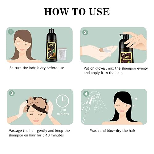 Miniatura 6 de Champú instantáneo de color gris plateado, champú de tinte para el cabello 3 en 1 para mujeres y hombres, champú de cabello gris plateado de larga