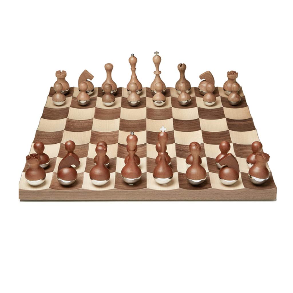 Creative Wooden Chess Set Tumbler Chess Piece Three-Dimensional Corrugated Chessboard Family Interactive Toy Decoration