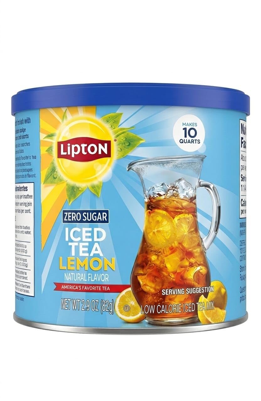 Lipton Zero Sugar Iced Tea Lemon, Natural Flavor, Low Calorie Instant Tea Powder Mix, 82g, Makes 10 Quarts-image-29