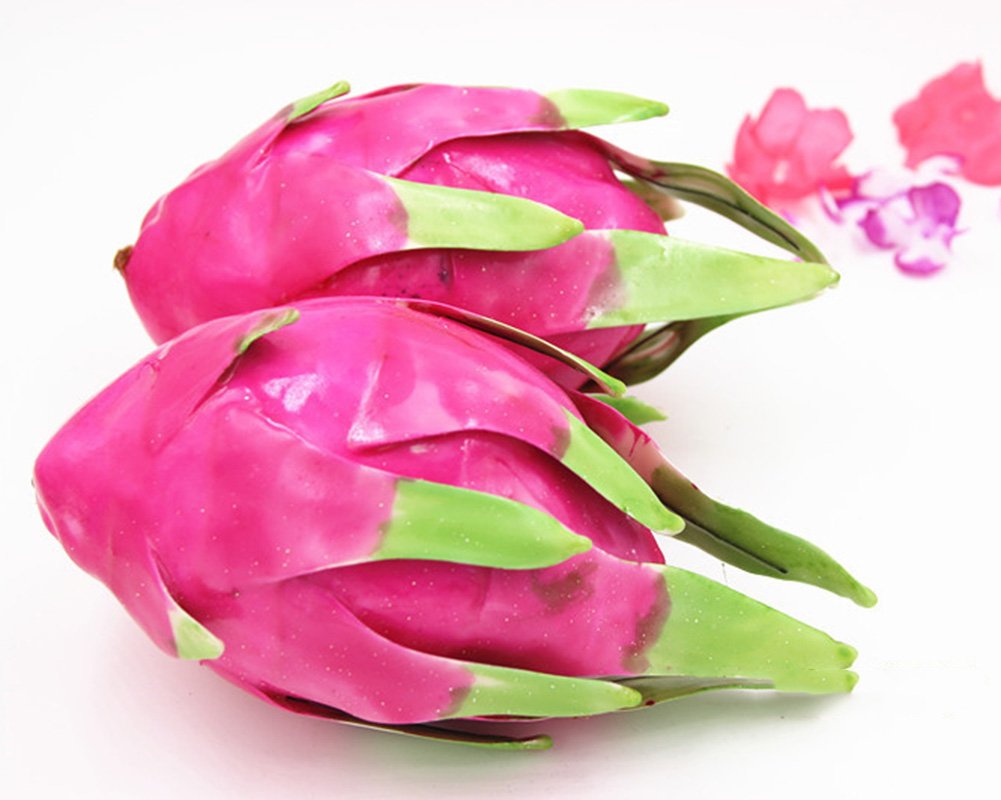 Lopkey 2 Pcs- Plastic Decorative Artificial Dragon Fruit Tropical Fruits