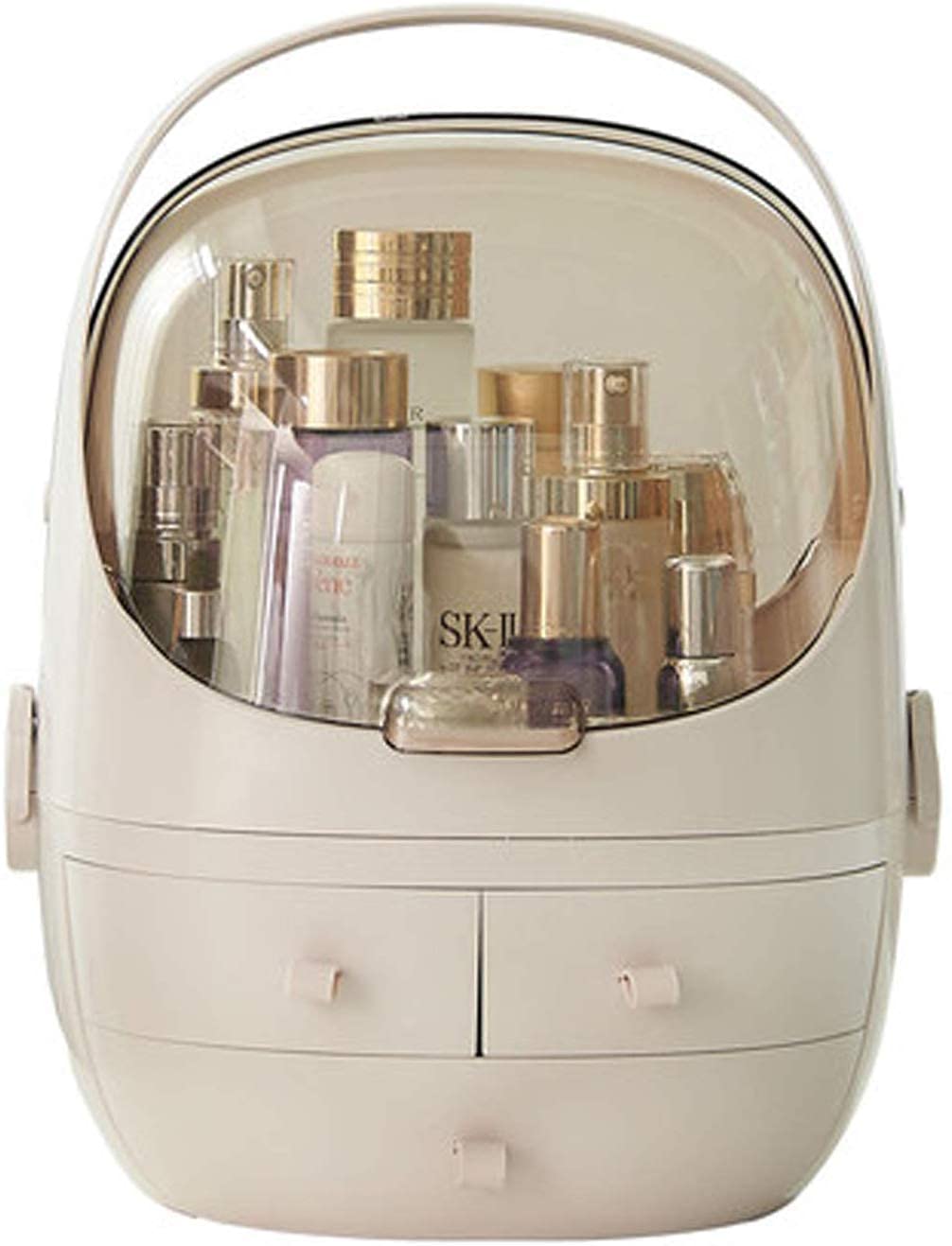 TRAY Style Cosmetics Box Makeup Organizer/Box Handheld Extra Large Capacity Space Saving Storage Box Desk Makeup Storage Box Organizer Drawer Holder Container with Door Lid