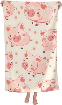 Cartoon Pig Beach Towel 31inx51in, Farm Animal Sand-Free Microfiber Bath Towel Ultra Soft Quick Dry Pool Towel Absorbent Towel Lightweight Towel for Swimming Bathroom Decor