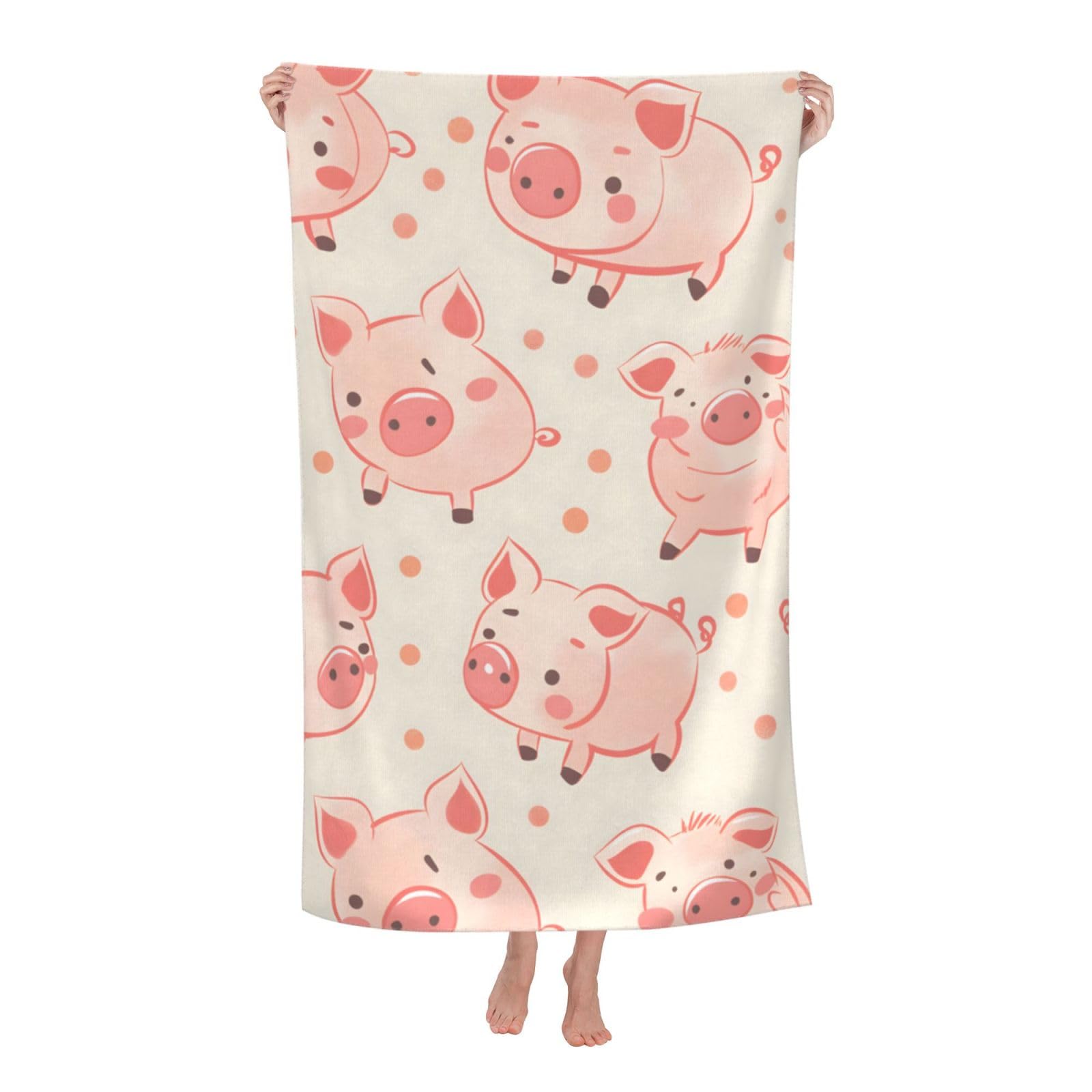 HLBSDM Cartoon Pig Beach Towel 31inx51in Farm Animal Sand Free Microfiber Bath Towel Ultra Soft Quick Dry Pool Towel Absorbent Towel Lightweight Towel for Swimming Bathroom Decor