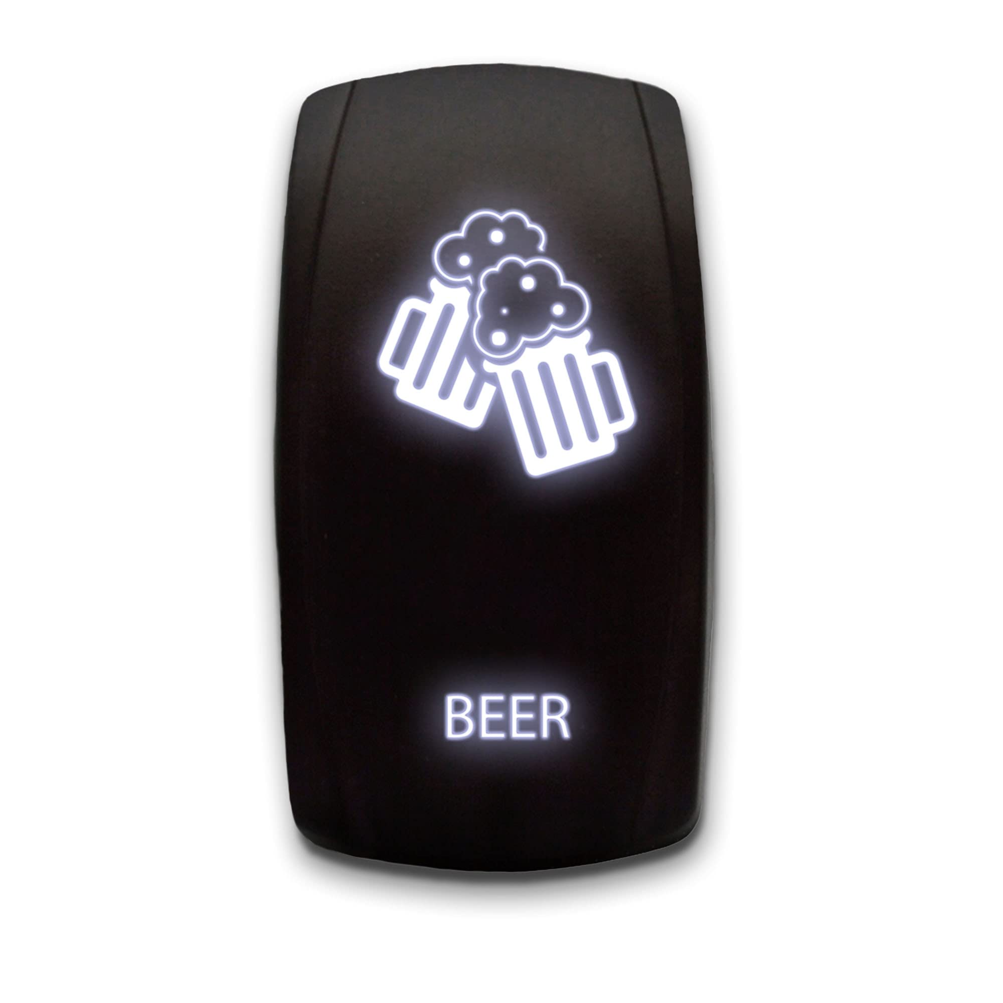 Beer Laser Etched 5-Pin Single Pole Single Throw Vertical Rocker Switch ON-Off SPST Toggle Switch 20A 12V, White