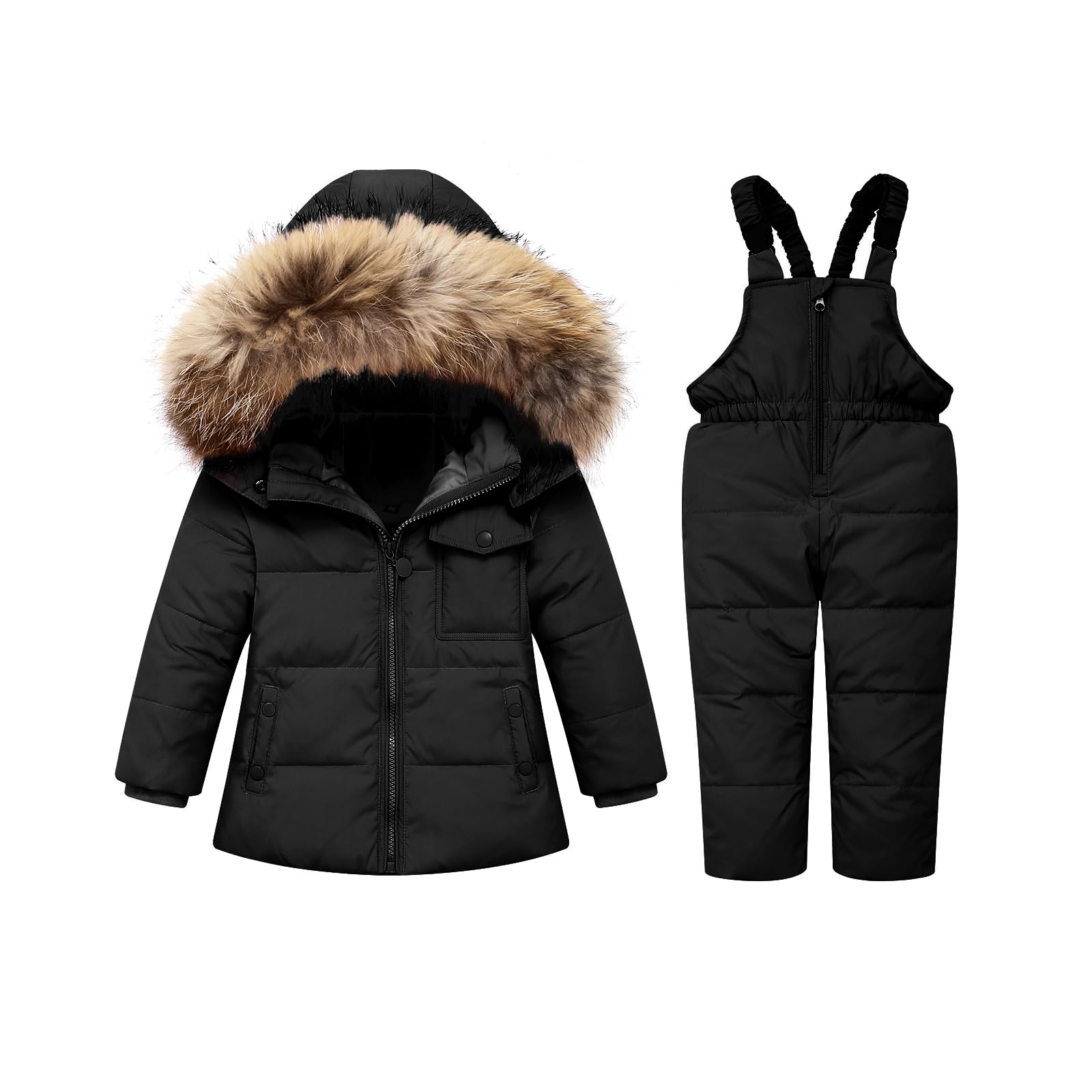 Baby Girl Winter Snowsuit Coat Boy Fur Snow Pants Bib Jacket For Toddler Clothes