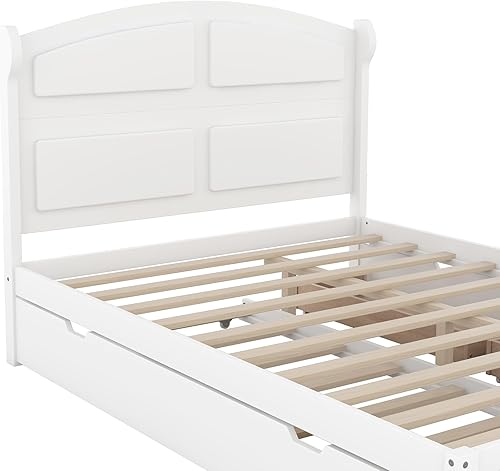 Miniatura 126 de Cama de plataforma de madera de tamaño individual con cabecera en forma de casa, soporte de listones de madera, para dormitorio de niños, niñas,