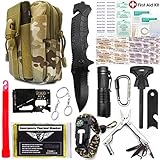 EVERLIT Survival Kit, 80-in-1 Outdoor Gears Tactical Tools Emergency Kit, First Aid Kit, Flashlight, Survival Bracelet, Emergency Blanket, Tactical Pen, for Camping, Hiking, Hunting (CAMO 80-in-1)