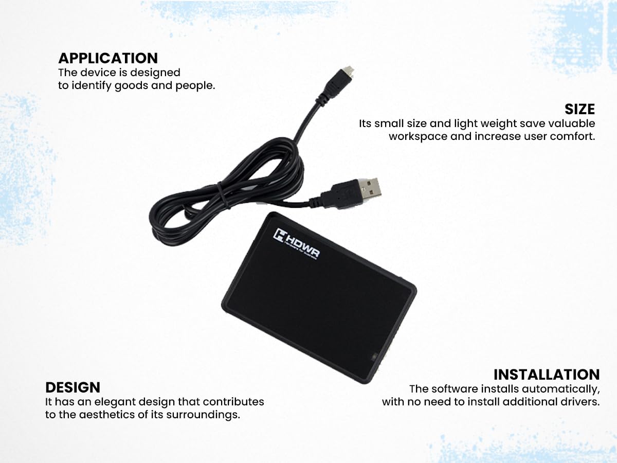 HDWR HD-RD20XC Lecteur RFID Filaire, Lecteur d'étiquettes et Badges | Lecteur performant pour étiquettes d'identification, facile à utiliser, USB, Plug and Play