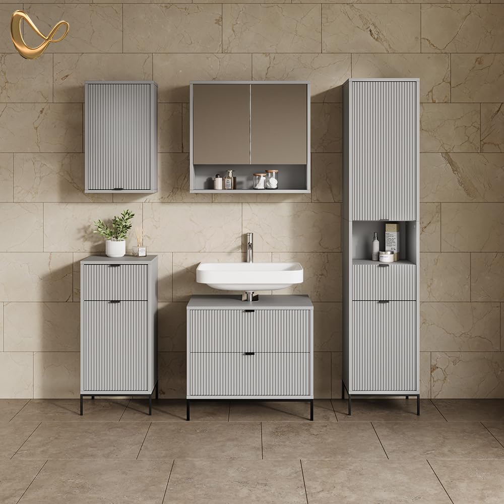 Livinity Waschbeckenunterschrank Aterno, Grau, 70 x 63 cm
