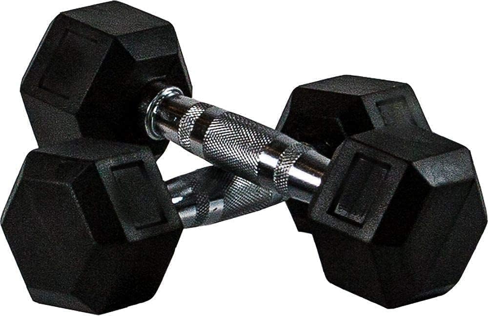 ULTIMAX - Rubber Encased Dumbbell Set Hex Rubber Dumbbell Solid Iron Hex Dumbbells - Pair/Set of 2