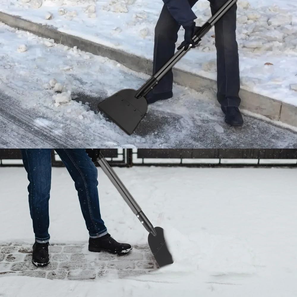 Flachschaufel, Schneeschaufel, Eiskratzer, Bodenschaber, Gartenreinigungsschaufel for den Außenbereich, Eisschaufel for die Auffahrt, Werkzeuge zur Unkrautentfernung(Silver Rod)