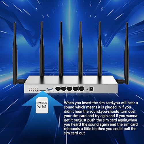 Miniatura 8 de WG3526 4G LTE Router  AC1200Mbps router inalámbrico CAT4 de doble banda con caja de metal y antenas desmontables de 6 × 5dBi  Gigabit Ethernet con