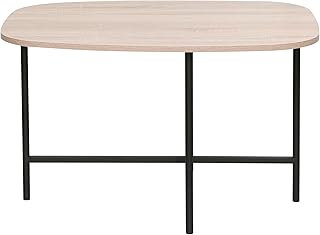 Stylish Modern Coffee Table - Oak Effect Top & Sleek White Metal Frame, 80x60x48cm, Premium Quality Finish