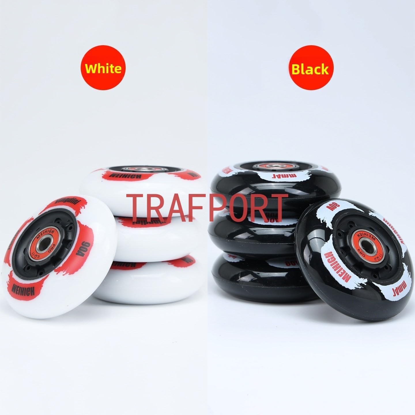 8-Pack Professional Inline Skate Replacement Wheels 72mm/76mm/80mm Sizes with ILQ-11 High-Speed Bearings Wrench Wear-Resistant PU Wheels for Adult Kids (Black,76mm)