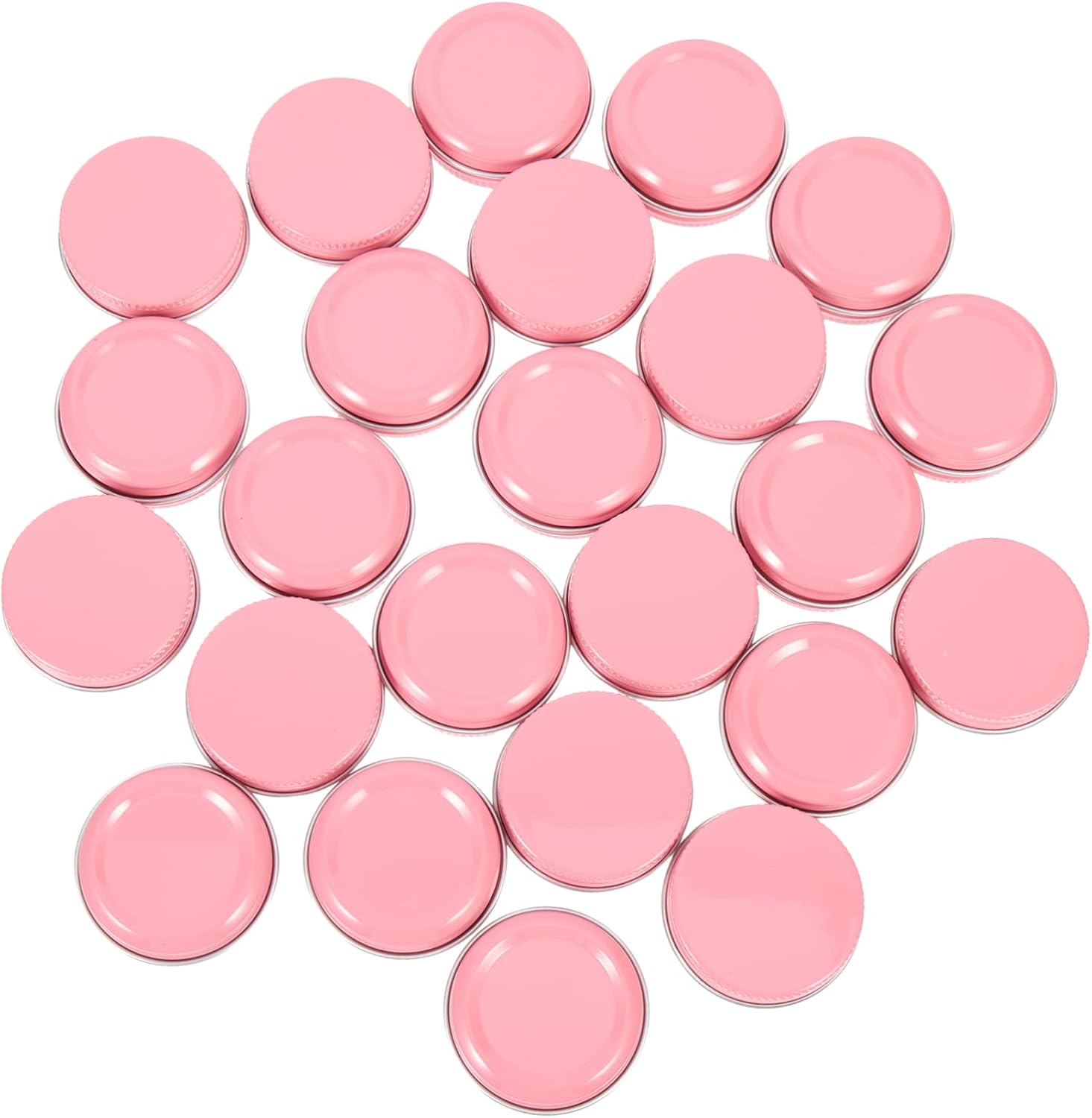 GARVALON 24pcs Small Empty Aluminum Jars with Screw Lids Refillable Tin Containers for DIY Crafts Candle Making and Storage of Cosmetics Beads and More Pink