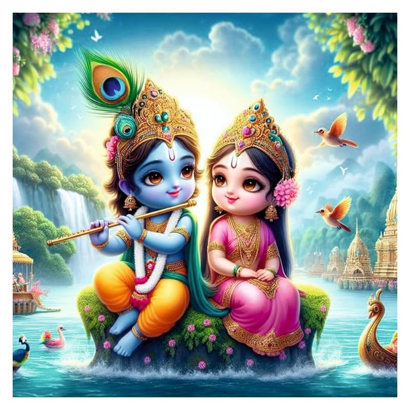 Image of British Terminal Cute little Bal Gopal Baby God Krishna| Kanha Ji | Laddu Lord Makhan Chor Painting Religious Poster for Pregnant Women for wall (matt thin vinyl,sticker,multicolor,unframed)| bj258