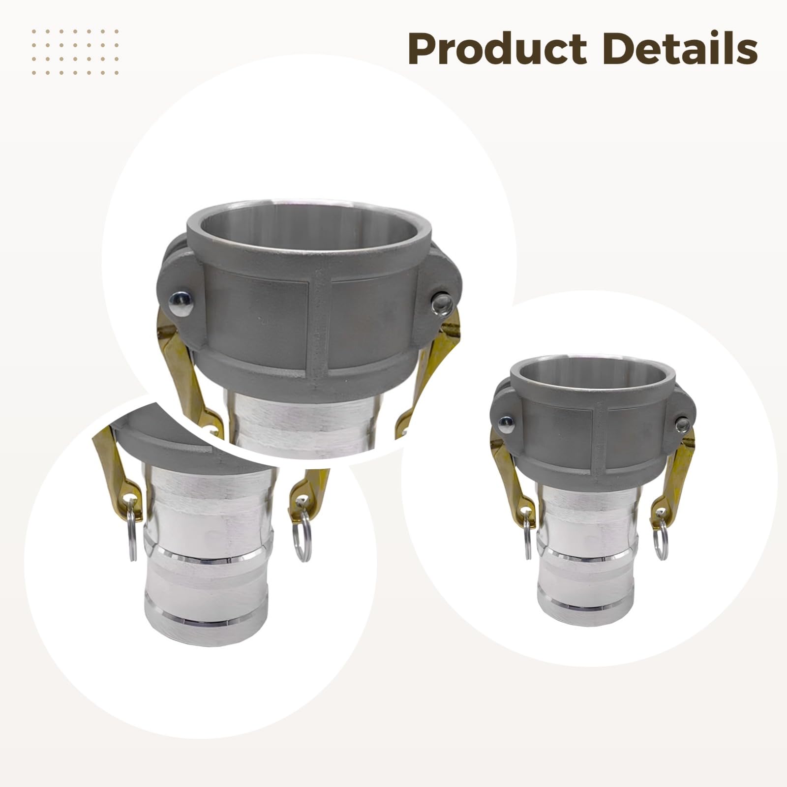 Acoplamiento hembra Camlock de 4 pulgadas, manguera de aluminio con abrazadera y acoplador hembra tipo C para agua, aceite, combustible, diámetro interior de 120 mm