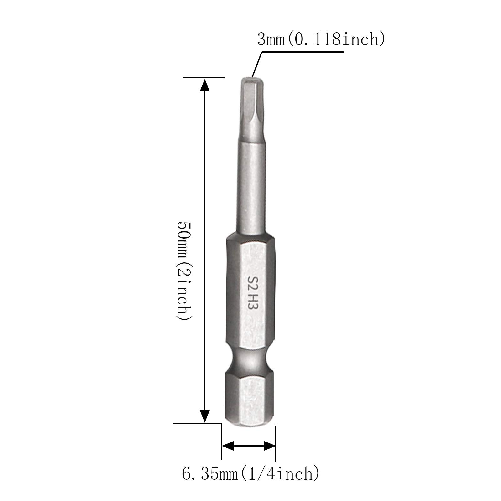 5-teiliges Dreieck-Bit Set – 50 Mm, 1/4" Sechskant, S2 Stahl, Magnetisch (1,8 Bis 3,0 Mm)
