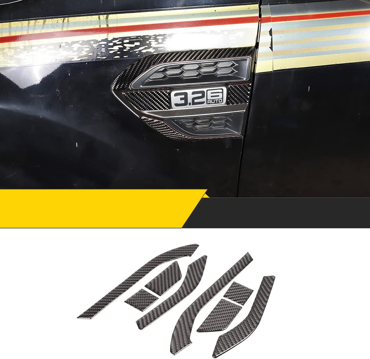 Fit for Ford Ranger 2015 2016 2017 2018 2019 2020 2021 Soft Real Carbon Fiber Car Front Outer Fender Trim Protection 3D Sticker Car External Accessories