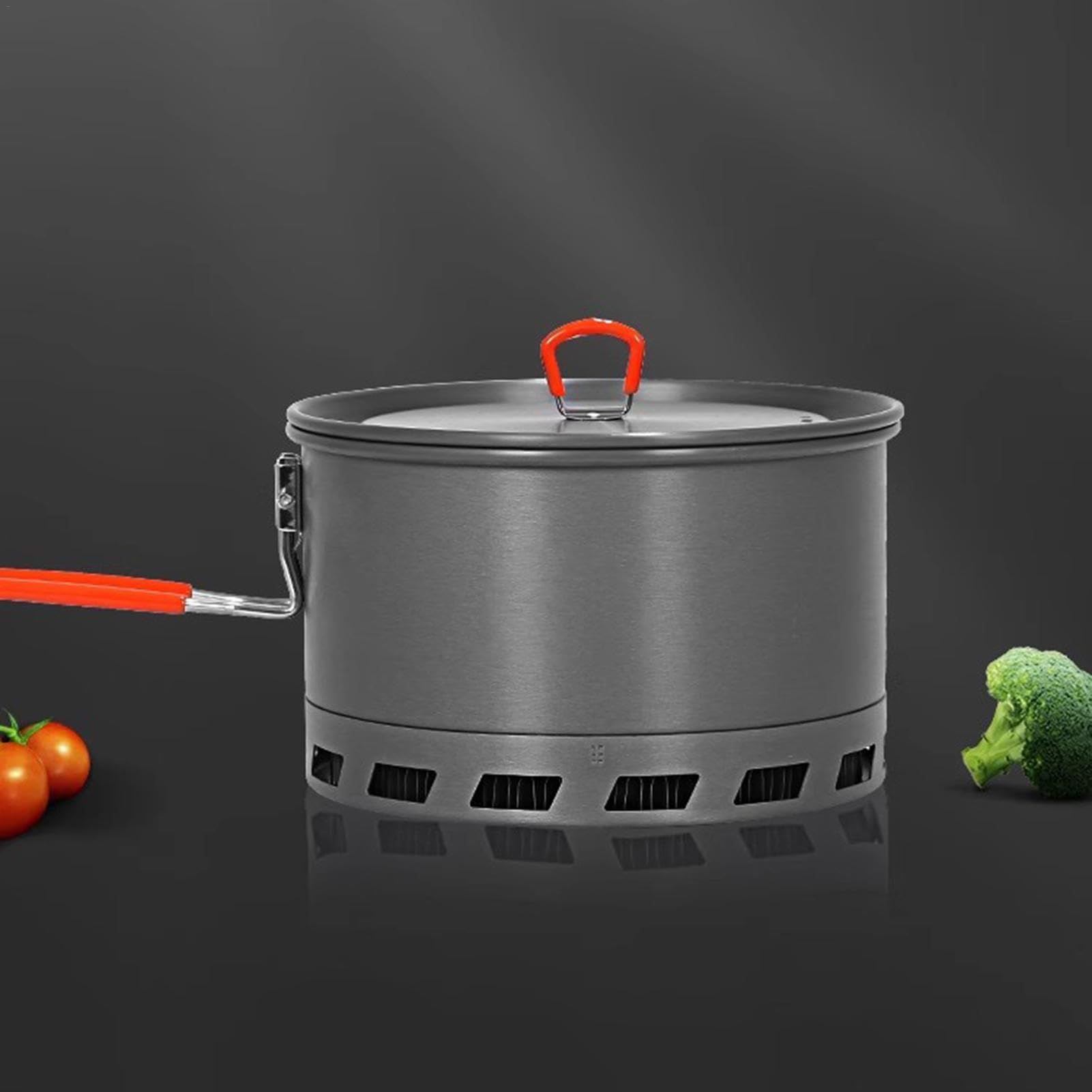 Olla de campamento, olla de camping compacta con tapa | Sartén antiadherente multiusos para senderismo, camping, pesca
