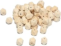 Vista 7 de Cuentas geométricas de madera dorada de 0.787 in con agujero de 0.157 in, cuentas espaciadoras redondas de madera para guirnalda de granja