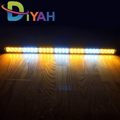 DIYAH 28 LED 31.5 "Advertencia de emergencia Tráfico Advisor Vehículo Barra de luz estroboscópica (ámbar/blanco) Ámbar/blanco,Rojo