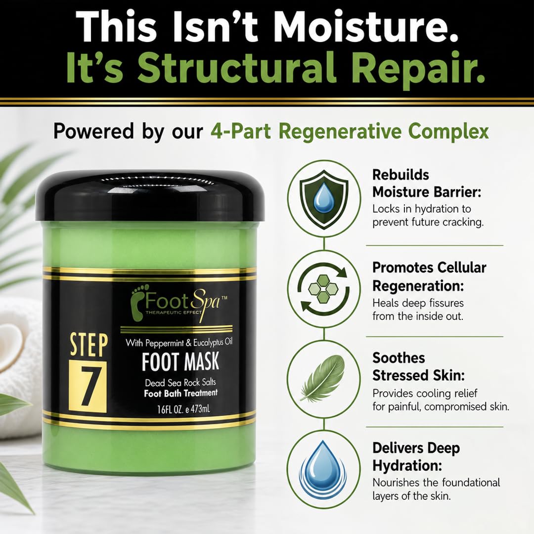 Foot Repair Mask – Deep Penetrating Treatment for Cracked Heels & Dry Skin | Sulfate-Free, Silicone-Free & Cruelty-Free | For Sensitive Skin | Professional Spa & At-Home Use | 16 oz