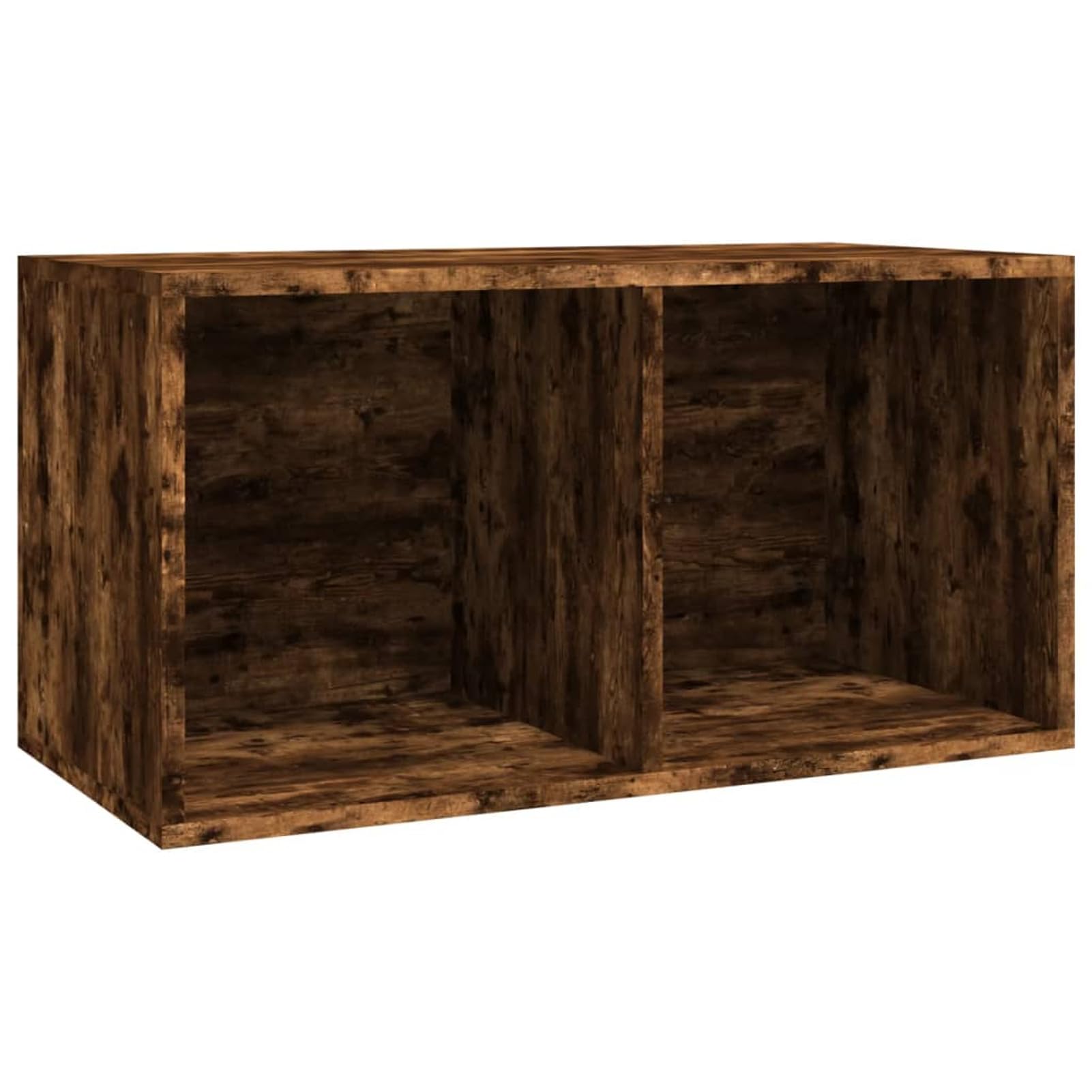 Homgoday Półka na płyty winylowe pudełko na płyty winylowe sklejka dym dąb 71 x 34 x 36 cm organizacja kolekcja muzyczna półka