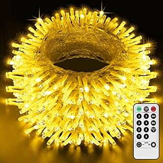 Hezbjiti Christmas Lights Outdoor, 120m 1000 LED Super Length Fairy Lights Plug in 8 Modes with Remote Outdoor Christmas Decorations for Home Garden Party Birthday Wedding Xmas Tree Decor (Warm White)