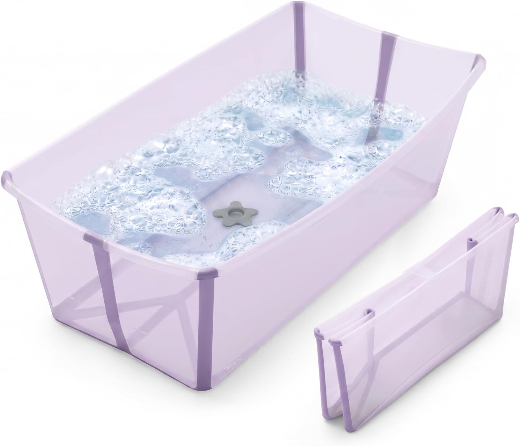 Stokke Flexi Bath X-Large Baby Bathtub - 31.5 x 15.7 x 9.4 in, Lavender | Best for Infants & Toddlers - Lightweight, Foldable & Easy to Store - Convenient to Use for Travel or at Home