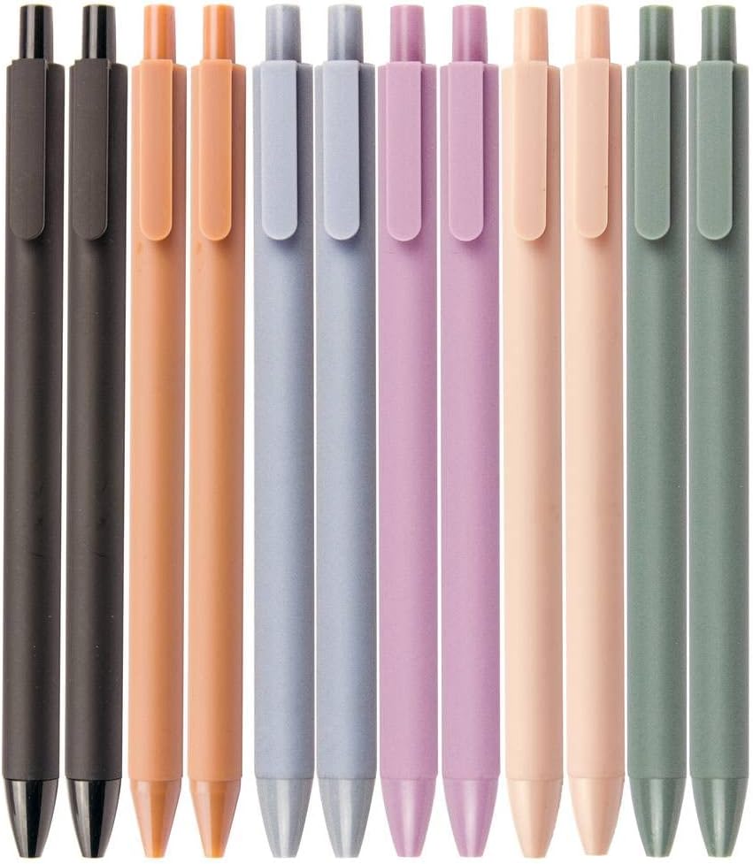 Idcrea G1001 Gel Pens Black Ink 0.5MM Fine Point Retractable Refillable Cute Pens 12 Count
