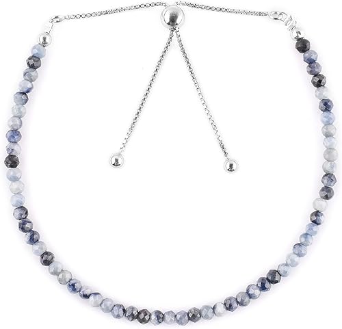 Miniatura 4 de OdrillionGems Pulsera de bolo de plata de ley 925 con cuentas redondas facetadas, hecha a mano, minimalista, cristales curativos, deslizante