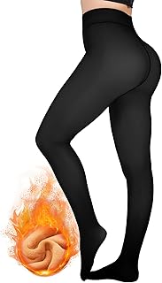 KBVOT Thermal Tights Women's Winter Thermal Tights Lined Tights Warm Fleece Tights Fake Translucent Panty Trousers High Waist Thick Leggings (XS-2XL)