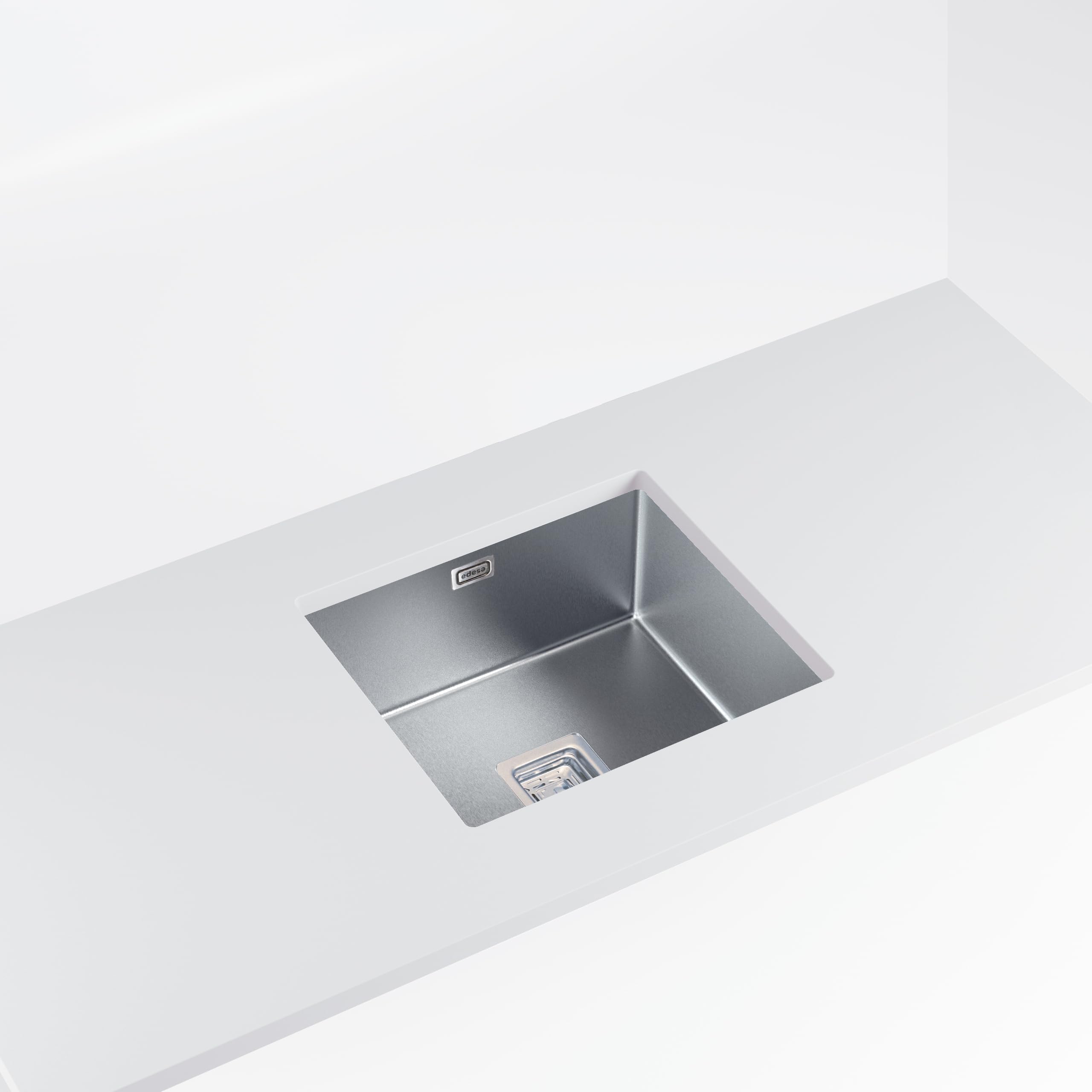 Edesa | Fregadero Bajo Encimera | Modelo MAKALU BE 50x40 1C R-10 | 1 Cubeta Cuadrada | Fregadero de Cocina 20 cm de Profundidad | Ancho de 60 cm | Acabado en Acero Inoxidable