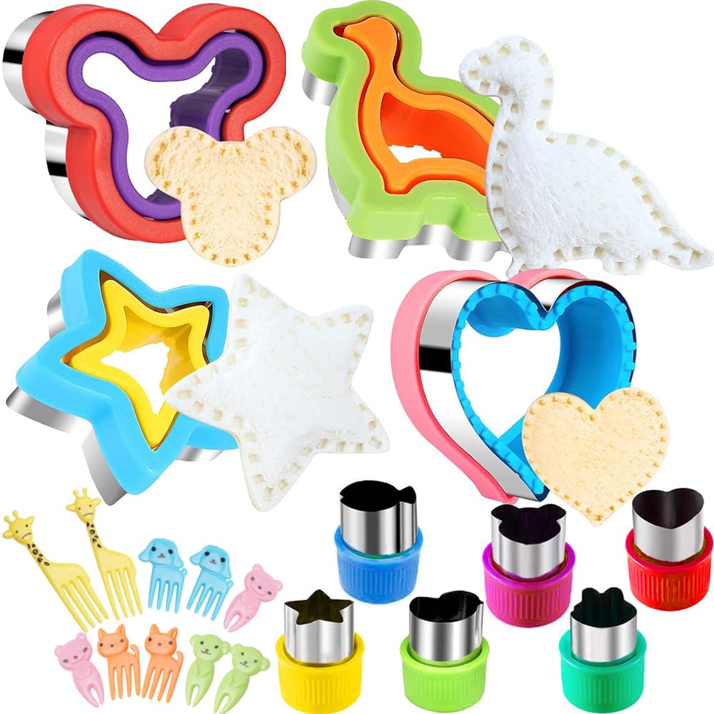 Sandwich Cutters and Sealers Set 20Pcs Sandwich Decruster Pancake Maker, DIY Cookie Cutters Bento Lunch Box, Fruit Vegetable Cutter Shapes Sandwich Mould Gift