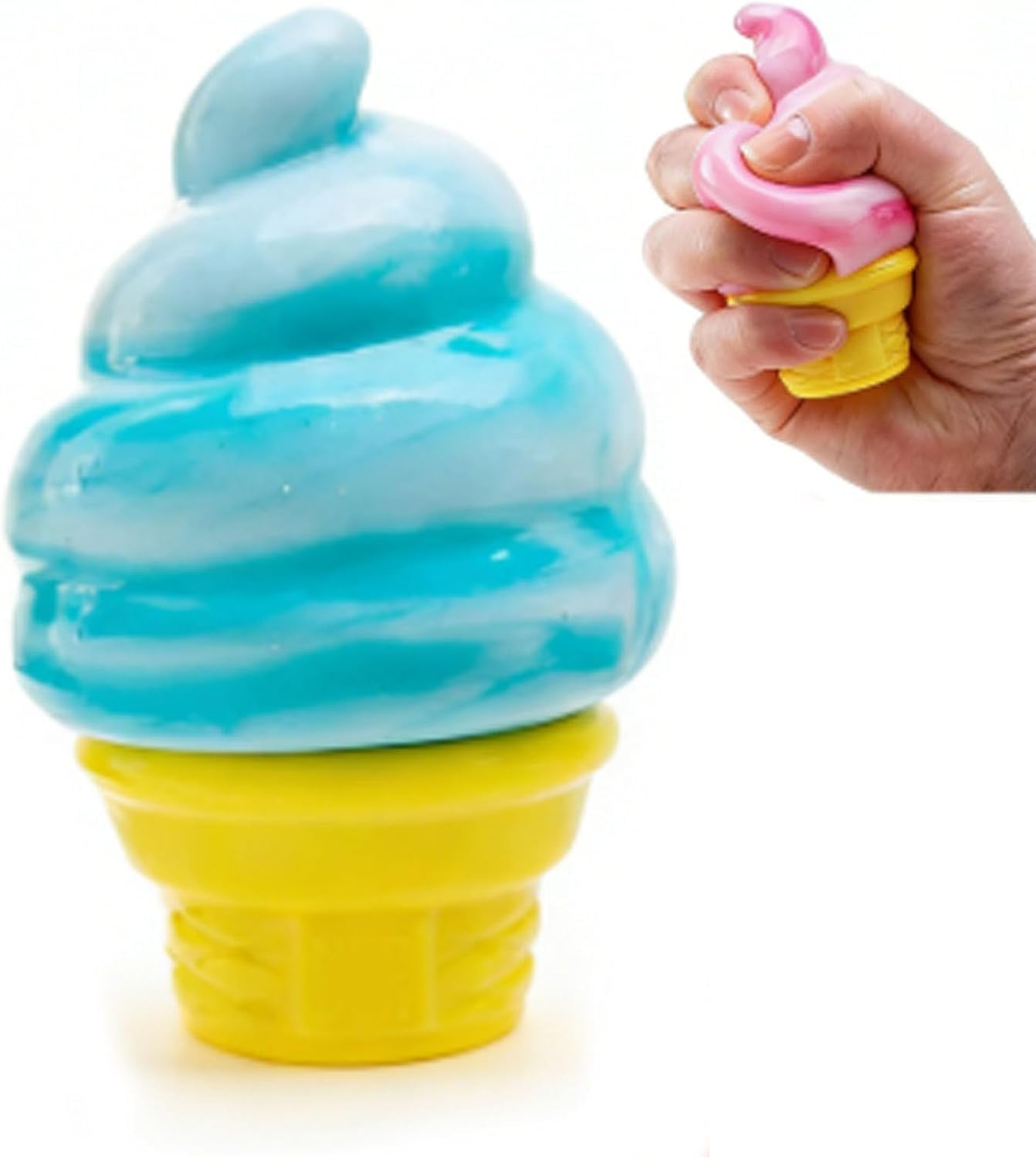 Ice Cream Squeeze Squishy, Ice Cream Squishy, 2026 Upgrade Slow Rise Sensory Fidget Toy, Easter Basket Stuffers Party Favors (Blue) - 2