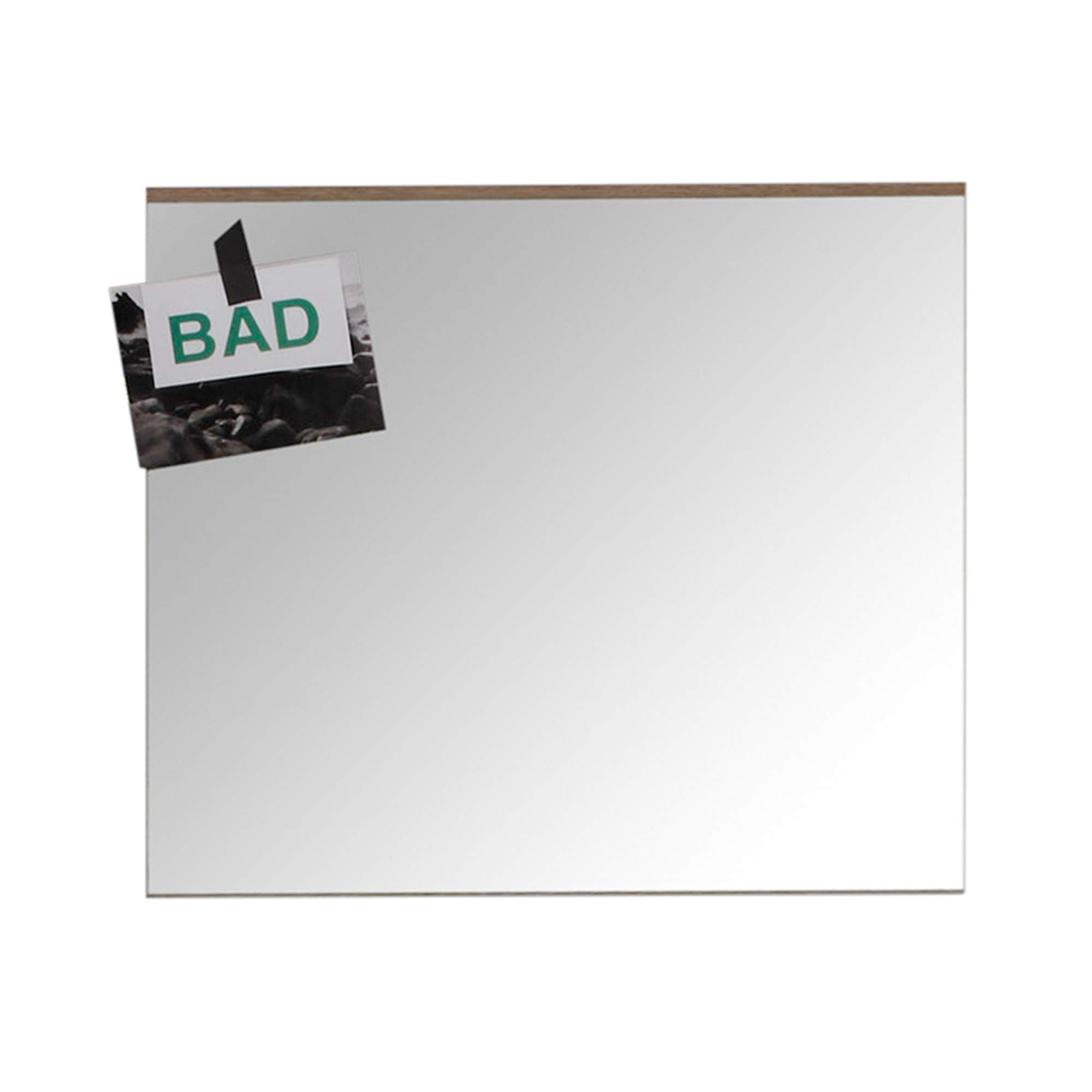 Badspiegel Set One – Weiß Hochglanz / Eiche San Remo Hell NB, 60 x 55 x 2 cm