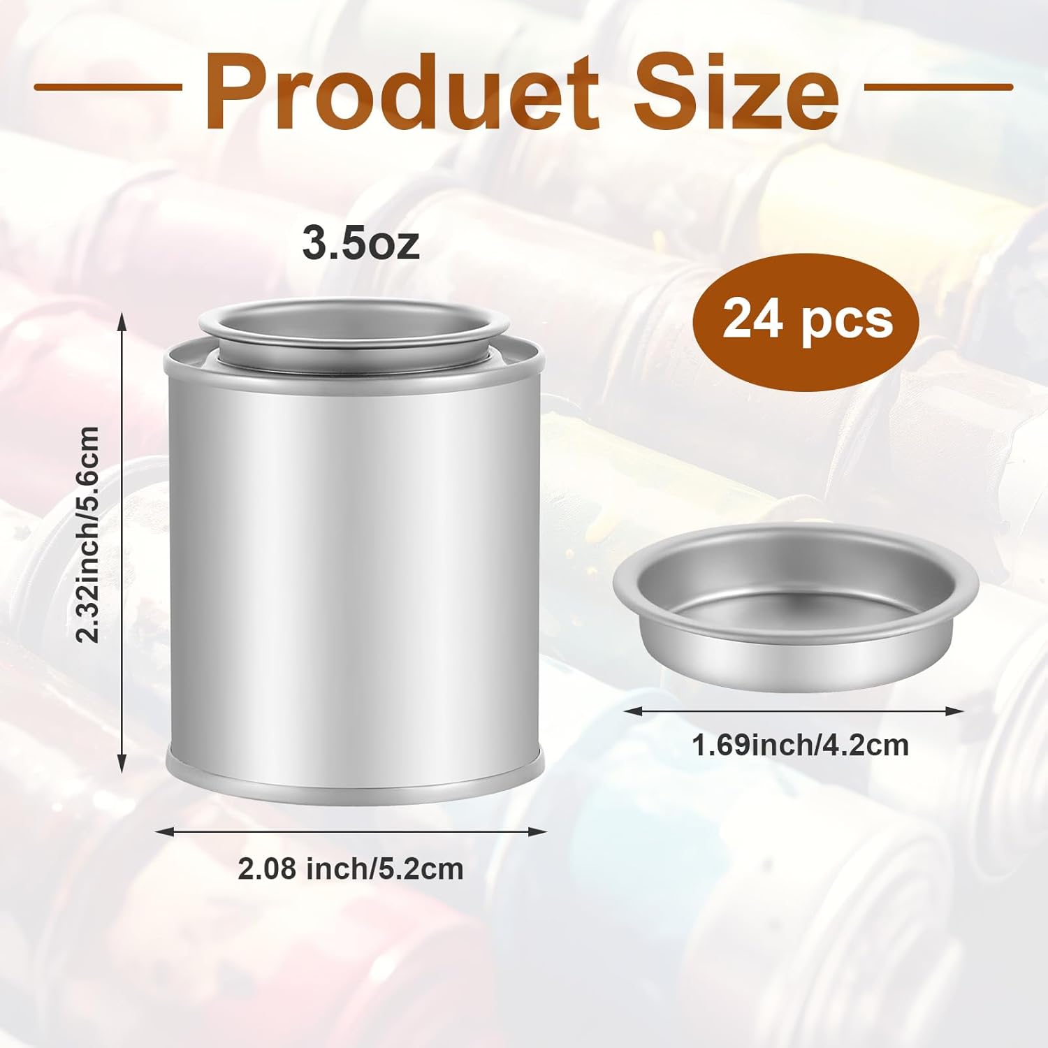 24 Pack Empty Metal Paint Cans with Lids(3.5oz),1/2 Cup Capacity Touch Up Paint Containers,Paint Storage Containers for Leftover Paint,Tiny Empty Unlined Pint Paint Pails - Image 2