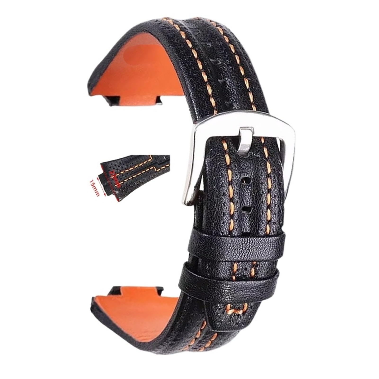 Compatible con la serie Sportura SNL029P2-SNL021P1 SNL595P2 SNL017P1 Correa de reloj cuero Boca convexa for hombre 27 mm x 15