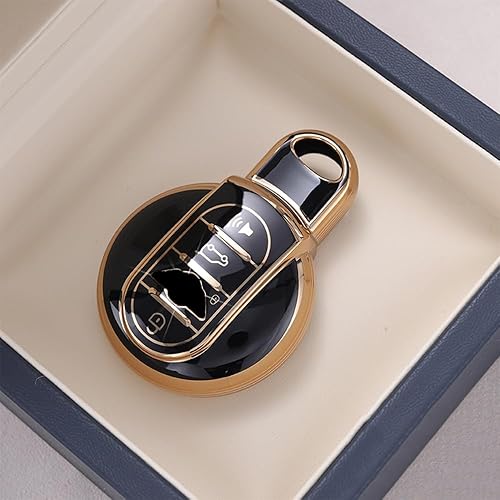 Miniatura 8 de SANRILY Golden-Edge - Funda para llavero de 4 botones para Mini Cooper Countryman F56 Convertible Clubman con tapa dura, protección completa, sin