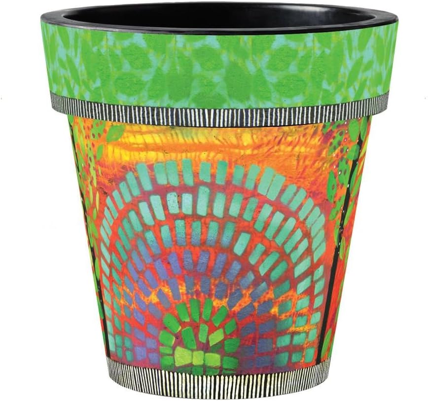 Studio M Art Planter Designer Plant Pot, 18 x 18-inches, Color Burst