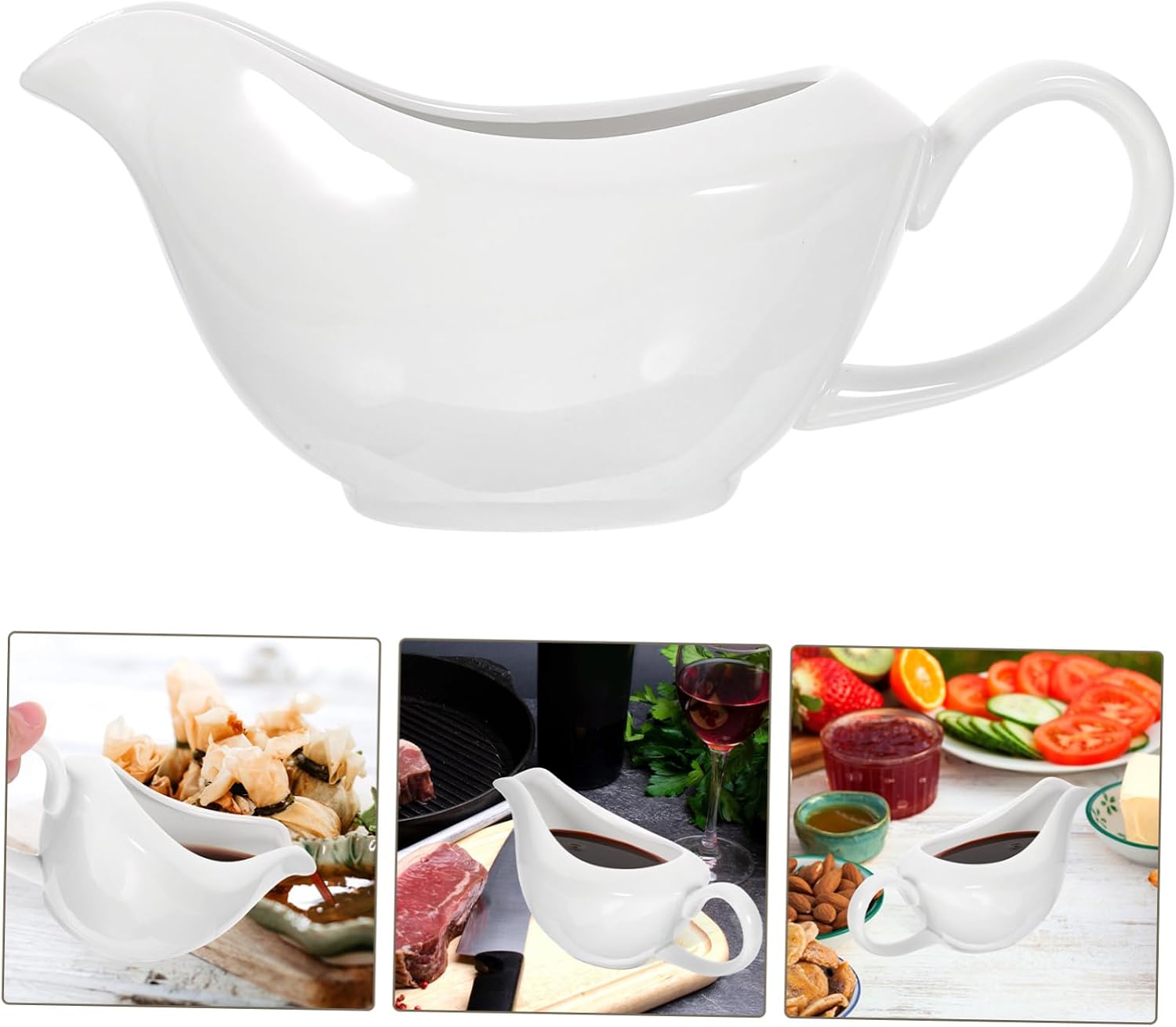 Ceramic Milk Pot Gravy Boat Elegant Sauce Dispenser for Soy Sauce Milk Salad Dressing Condiments for Home Restaurants Dining Occasions