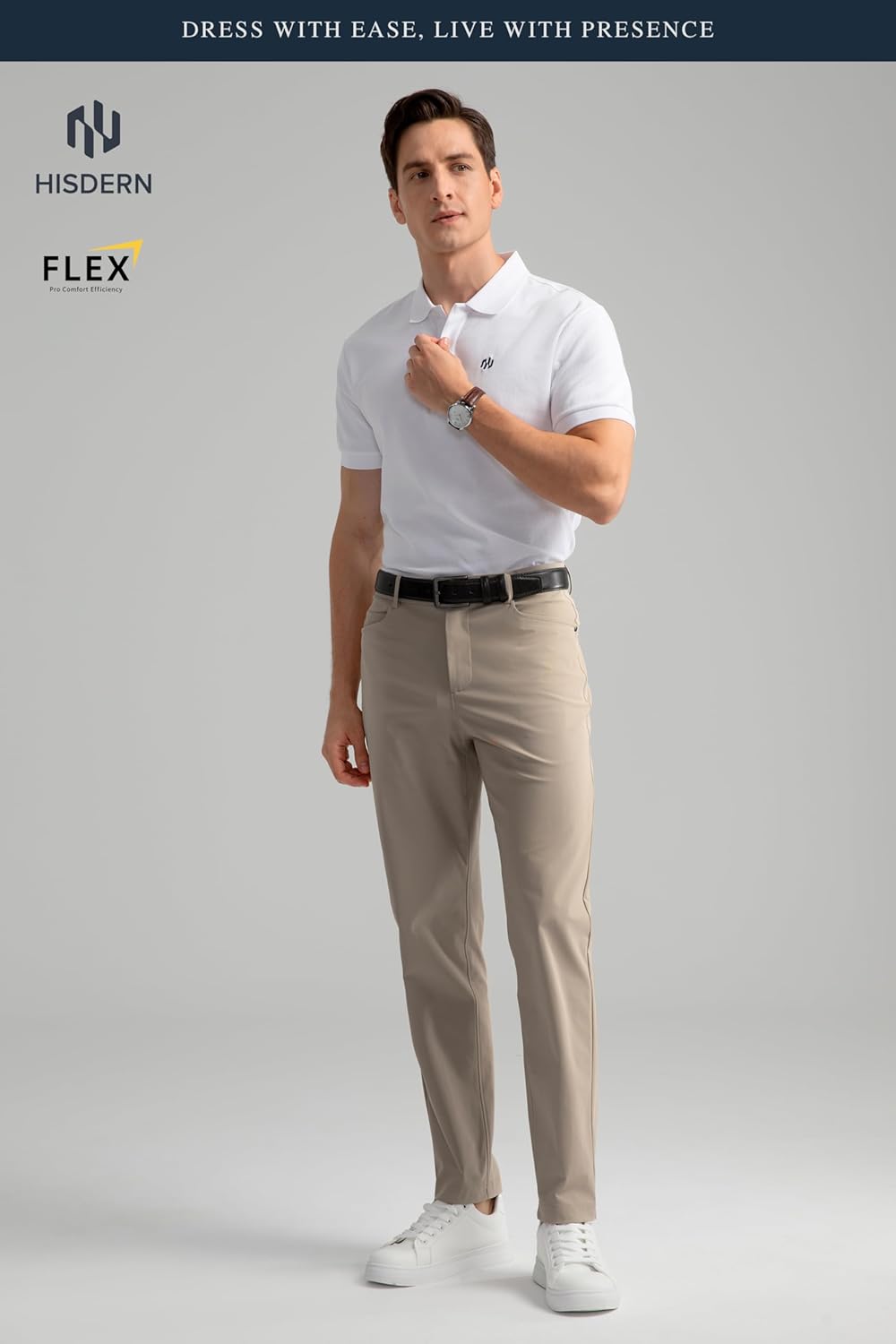 HISDERN Flex 503 Men's Slim Fit 5-Pockets Golf Pants 30"/32"/34" Stretch Quick Dry for Business Casual - Image 8