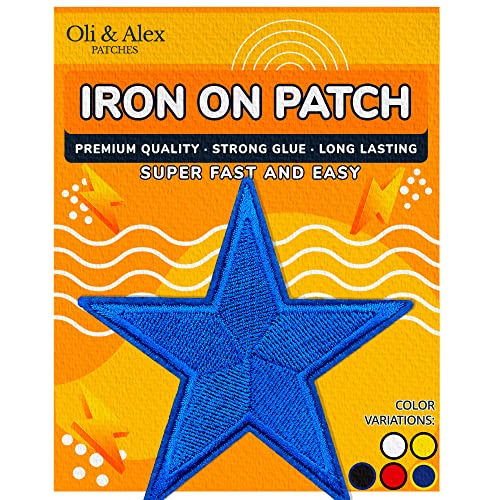 Blue Star Patch Iron on - Embroidered Applique Patches - Trendy DIY Jacket Vintage Custom Denim Fashion