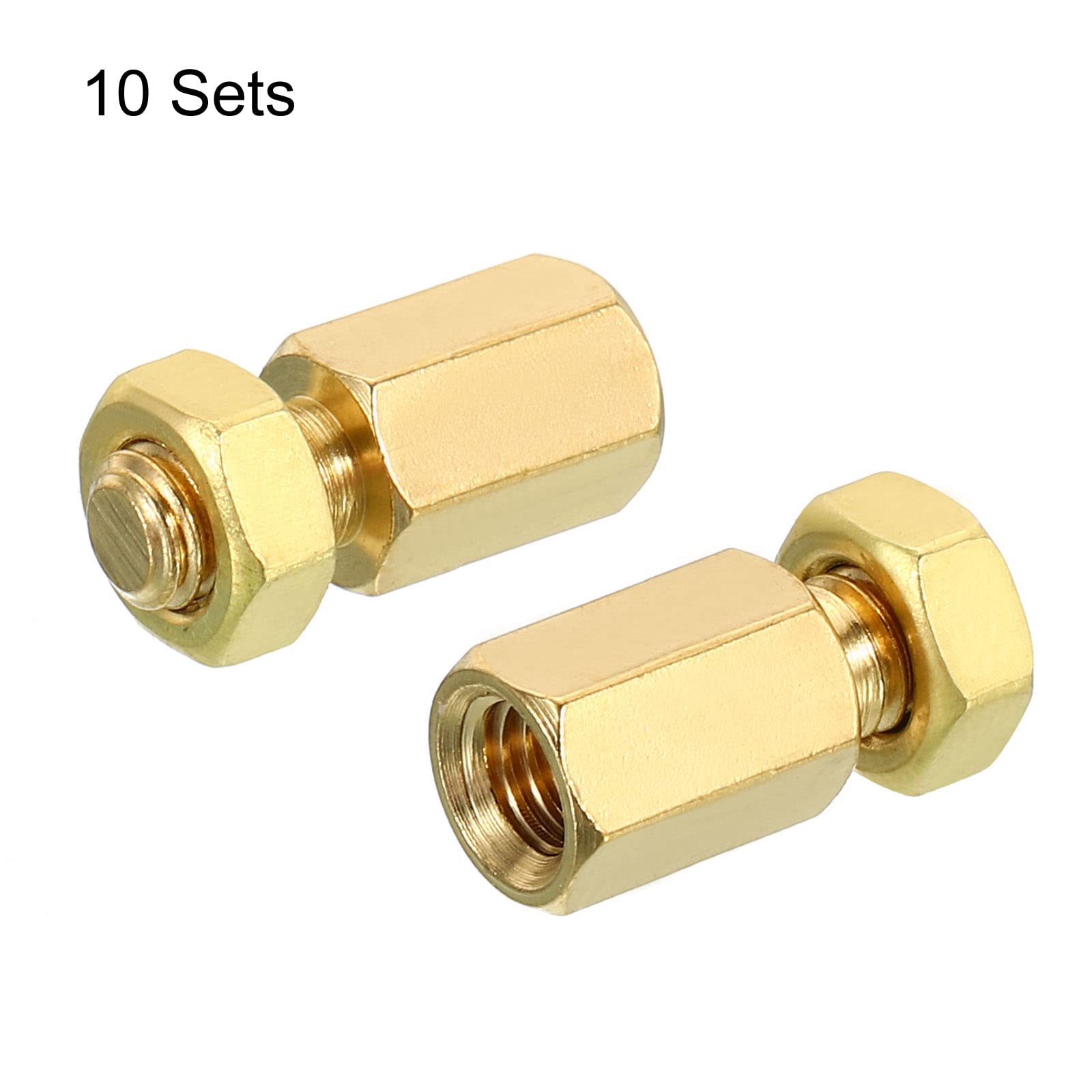 PATIKIL 10mm+6mm M5 Standoff Screws, 20 Pack Brass Hex PCB Standoffs Nuts for Motherboards Computer Cases, Circuit Boards - Image 3